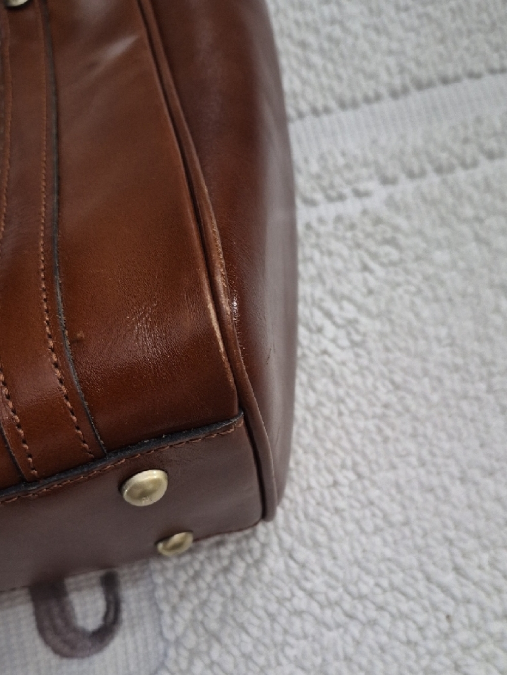 PATRICIA NASH CAMELY Cognac Antique Brass Leather Tote Bag 17×12 - Picture 10 of 16